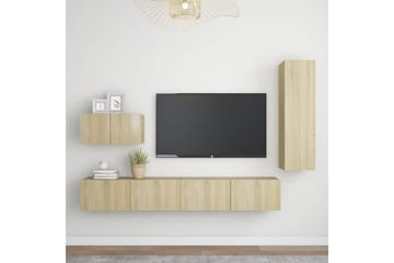 tv-skabe 4 dele spånplade sonoma-eg - Brun - Møbler - TV borde & mediemøbler - TV-skab