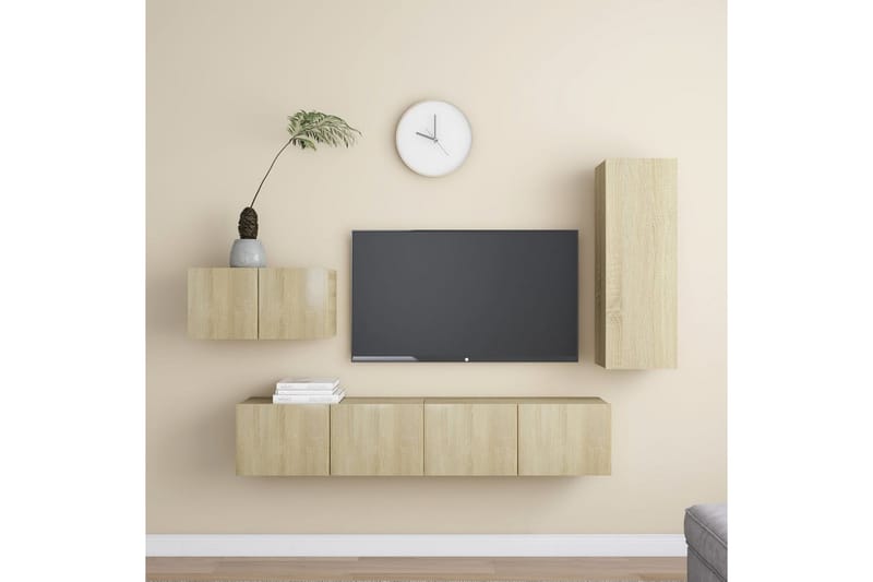 tv-skabe 4 dele spånplade sonoma-eg - Brun - Møbler - TV borde & mediemøbler - TV-skab