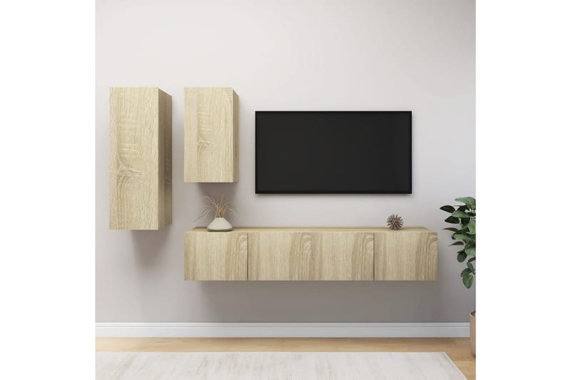 tv-skabe 4 dele spånplade sonoma-eg - Brun - Møbler - TV borde & mediemøbler - TV-skab