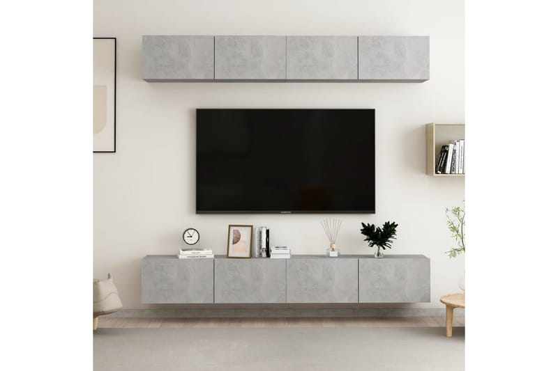 tv-skabe 4 stk. 100x30x30 cm spånplade betongrå - Grå - TV-skab