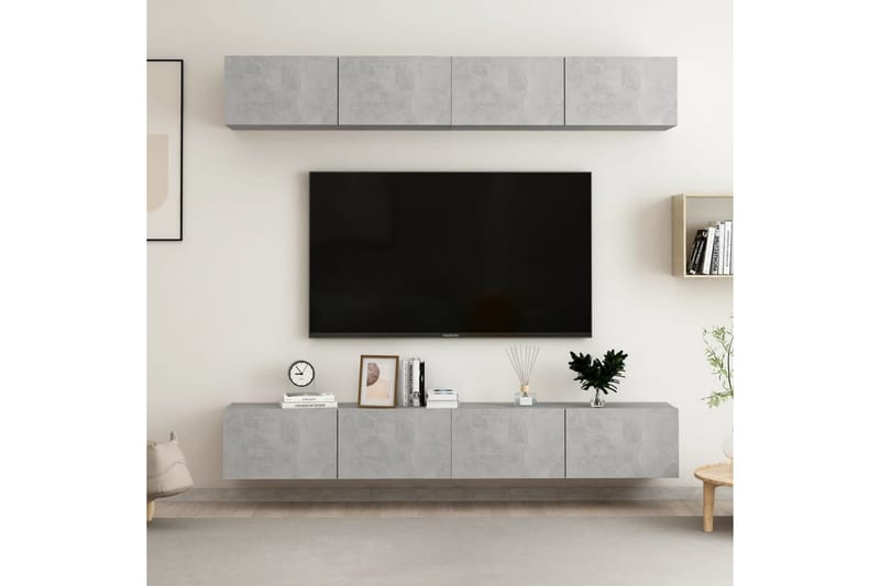 tv-skabe 4 stk. 100x30x30 cm spånplade betongrå - Grå - Møbler - TV borde & mediemøbler - TV-skab