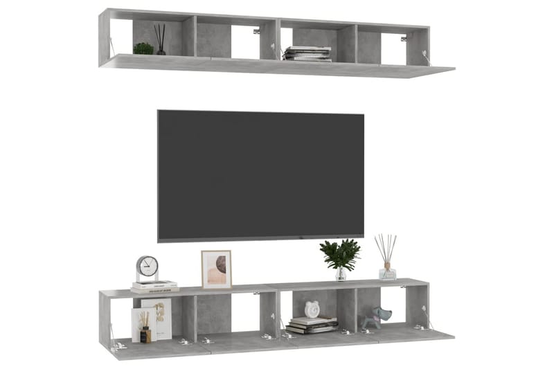 tv-skabe 4 stk. 100x30x30 cm spånplade betongrå - Grå - Møbler - TV borde & mediemøbler - TV-skab