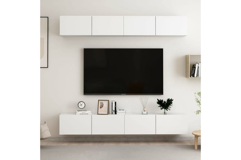 tv-skabe 4 stk. 100x30x30 cm spånplade hvid - Hvid - Møbler - TV borde & mediemøbler - TV-skab