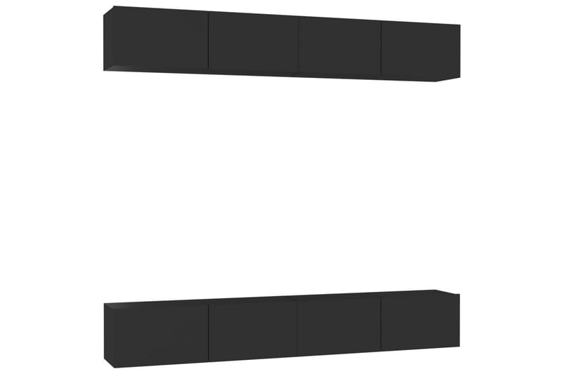 tv-skabe 4 stk. 100x30x30 cm spånplade Sort - Sort - Møbler - TV borde & mediemøbler - TV-skab