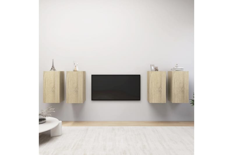 tv-skabe 4 stk. 30,5x30x60 cm spånplade sonoma-eg - Brun - Møbler - TV borde & mediemøbler - TV-skab