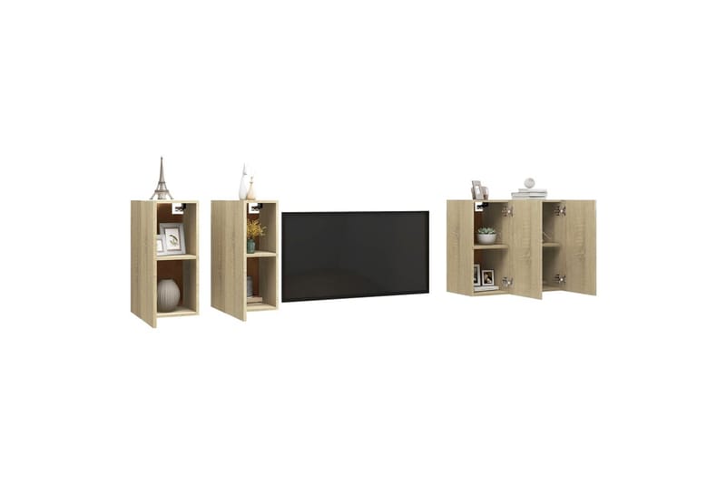 tv-skabe 4 stk. 30,5x30x60 cm spånplade sonoma-eg - Brun - Møbler - TV borde & mediemøbler - TV-skab