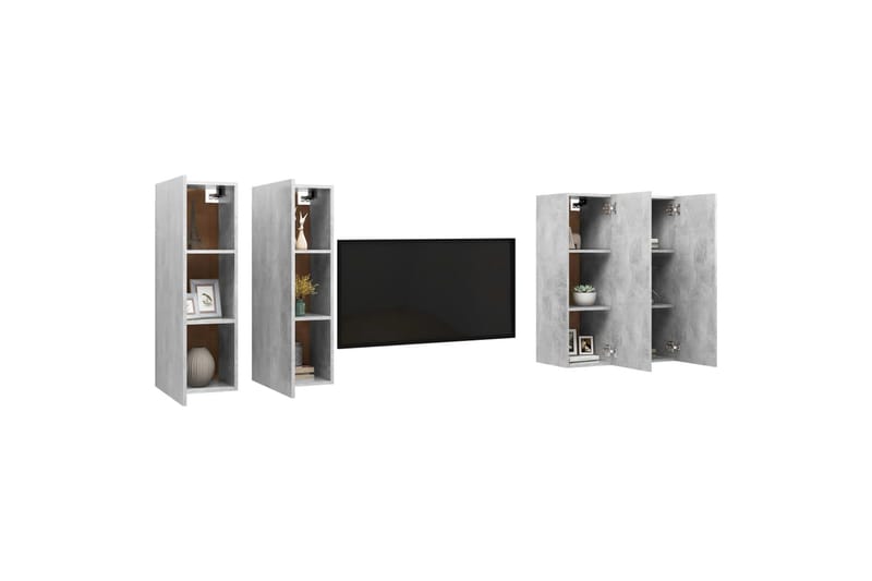 tv-skabe 4 stk. 30,5x30x90 cm spånplade betongrå - Grå - Møbler - TV borde & mediemøbler - TV-skab