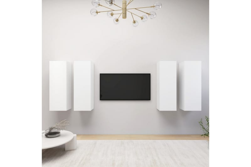 tv-skabe 4 stk. 30,5x30x90 cm spånplade hvid - Hvid - Møbler - TV borde & mediemøbler - TV-skab