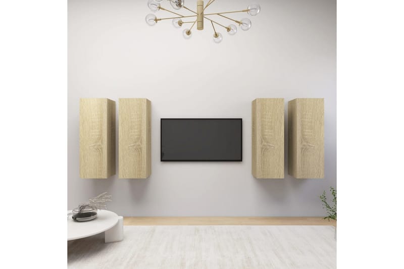 tv-skabe 4 stk. 30,5x30x90 cm spånplade sonoma-eg - Brun - Møbler - TV borde & mediemøbler - TV-skab