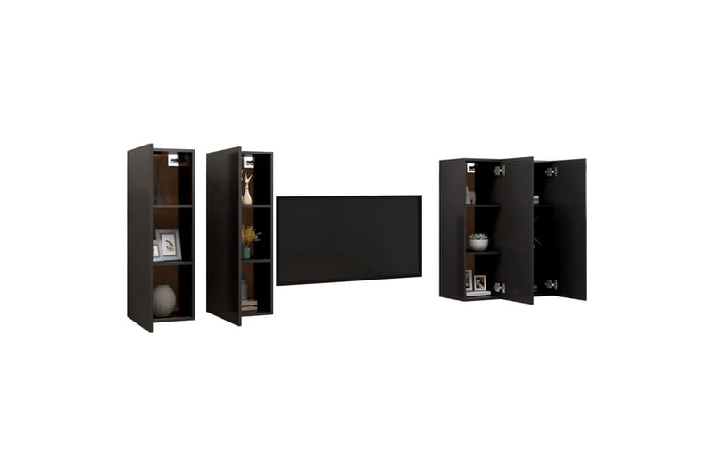 tv-skabe 4 stk. 30,5x30x90 cm spånplade sort - Sort - Møbler - TV borde & mediemøbler - TV-skab
