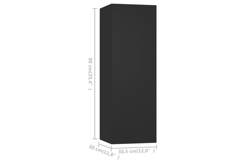 tv-skabe 4 stk. 30,5x30x90 cm spånplade sort - Sort - Møbler - TV borde & mediemøbler - TV-skab
