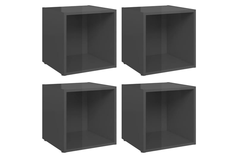 tv-skabe 4 stk. 37x35x37 cm spånplade grå højglans - Grå - Møbler - TV borde & mediemøbler - TV-skab