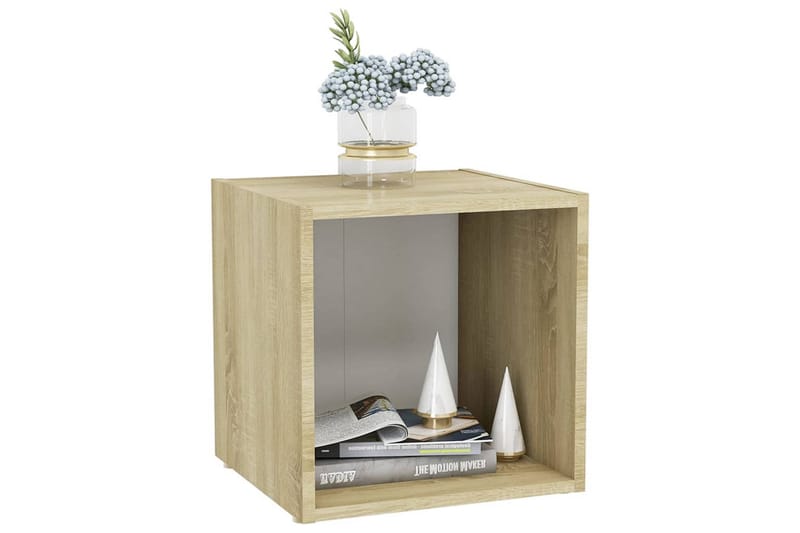 tv-skabe 4 stk. 37x35x37 cm spånplade hvid og sonoma-eg - Beige - Møbler - TV borde & mediemøbler - TV-skab