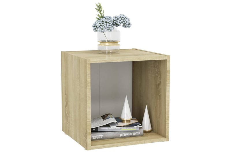 tv-skabe 4 stk. 37x35x37 cm spånplade hvid og sonoma-eg - Beige - TV-skab