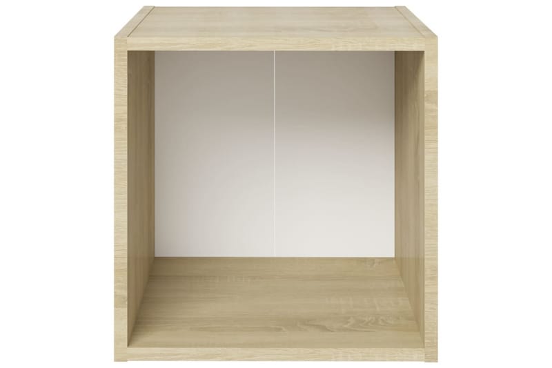 tv-skabe 4 stk. 37x35x37 cm spånplade hvid og sonoma-eg - Beige - Møbler - TV borde & mediemøbler - TV-skab
