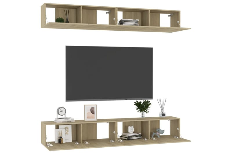 tv-skabe 4 stk. 60x30x30 cm spånplade sonoma-eg - Brun - TV-skab