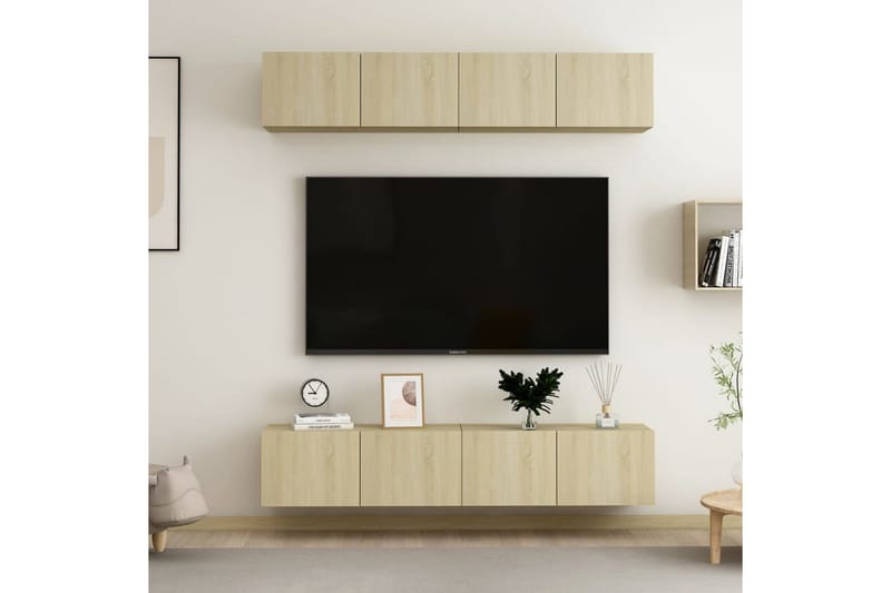 tv-skabe 4 stk. 60x30x30 cm spånplade sonoma-eg - Brun - Møbler - TV borde & mediemøbler - TV-skab