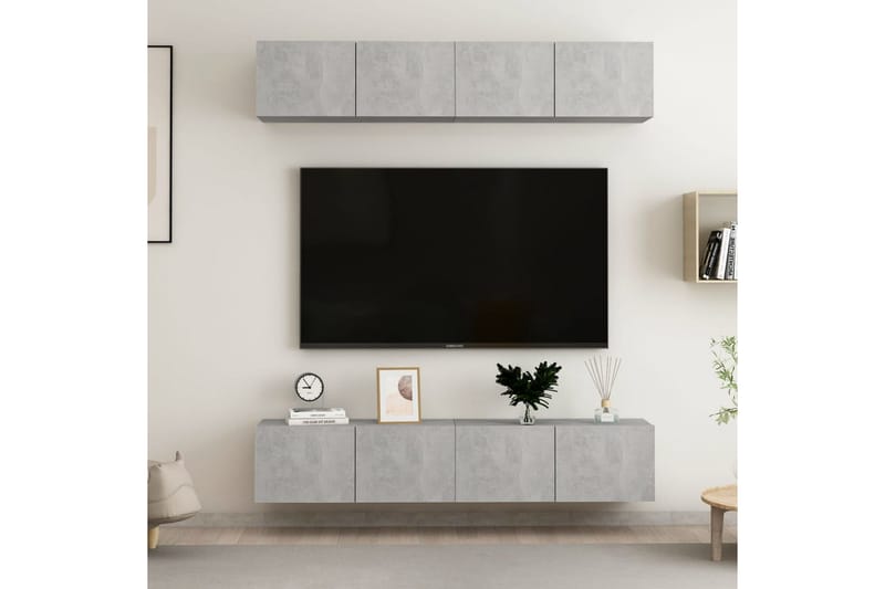 tv-skabe 4 stk. 80x30x30 cm spånplade betongrå - Grå - TV-skab