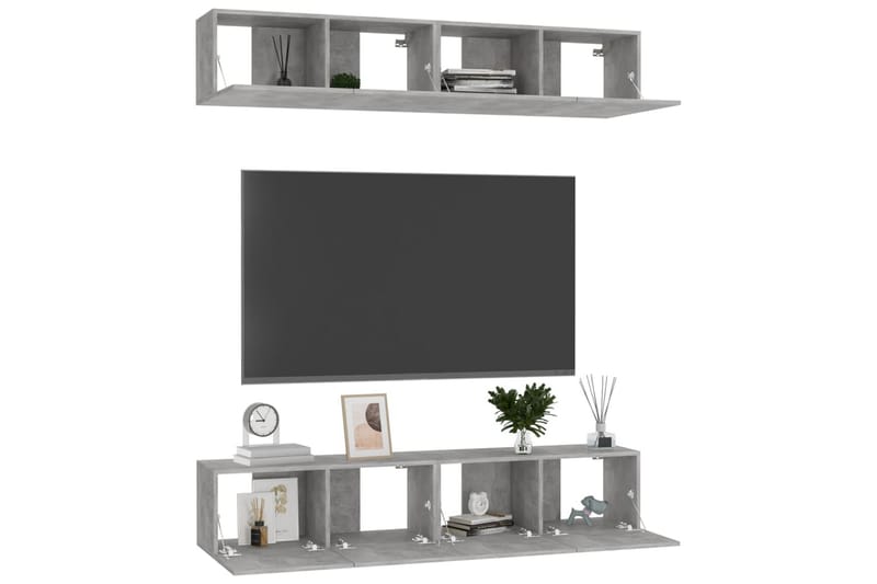 tv-skabe 4 stk. 80x30x30 cm spånplade betongrå - Grå - TV-skab