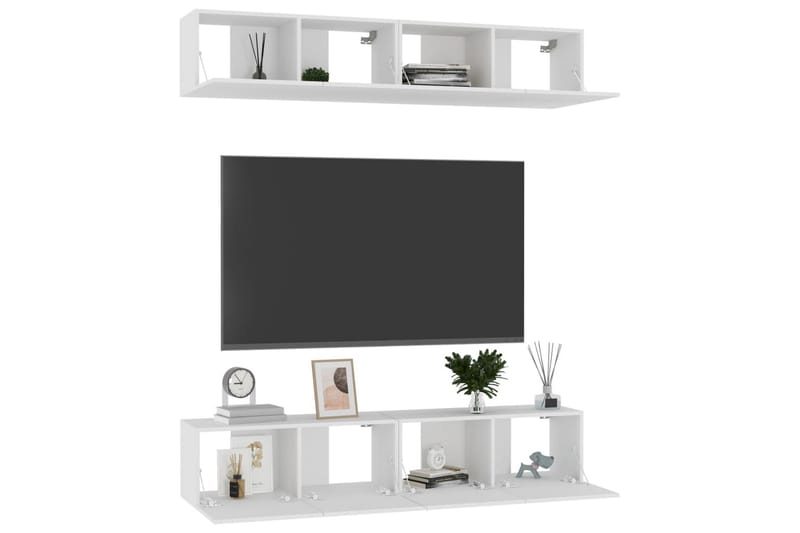 tv-skabe 4 stk. 80x30x30 cm spånplade hvid - Hvid - TV-skab