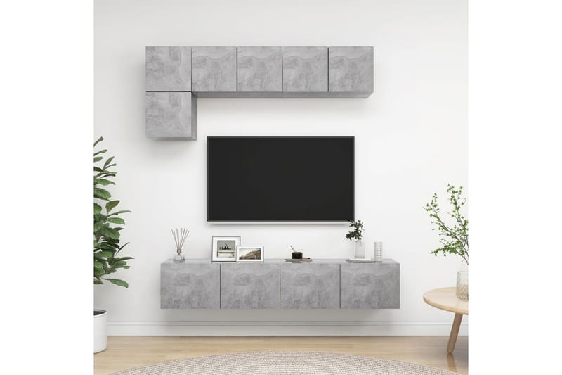 tv-skabe 5 dele spånplade betongrå - Grå - Møbler - TV borde & mediemøbler - TV-skab