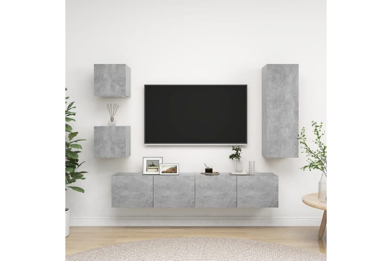 tv-skabe 5 dele spånplade betongrå - Grå - Møbler - TV borde & mediemøbler - TV-skab