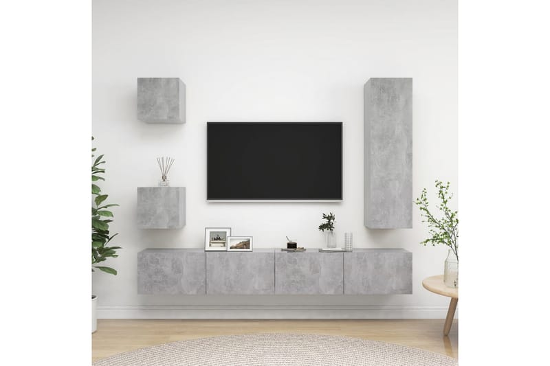 tv-skabe 5 dele spånplade betongrå - Grå - Møbler - TV borde & mediemøbler - TV-skab