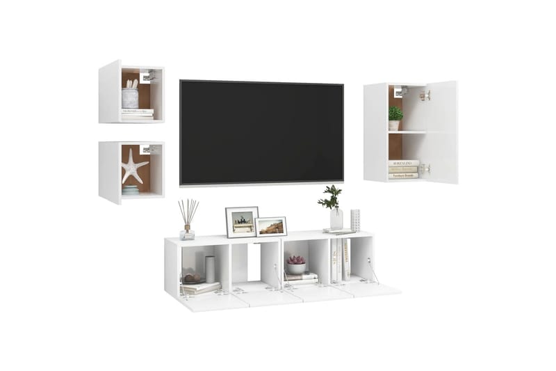 tv-skabe 5 dele spånplade hvid - Hvid - Møbler - TV borde & mediemøbler - TV-skab