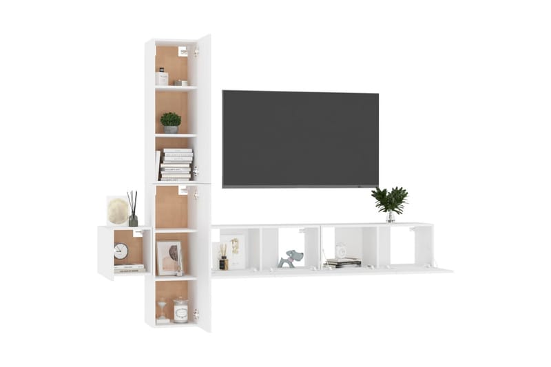 tv-skabe 5 dele spånplade hvid - Hvid - Møbler - TV borde & mediemøbler - TV-skab