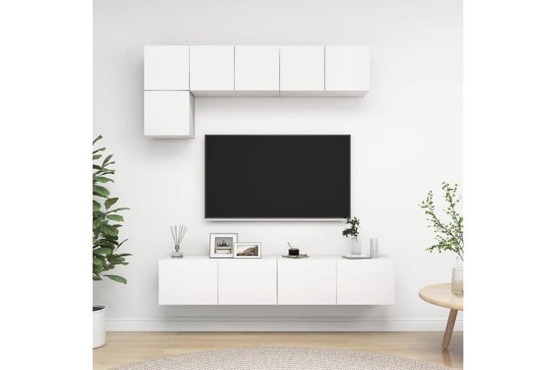 tv-skabe 5 dele spånplade hvid - Hvid - Møbler - TV borde & mediemøbler - TV-skab