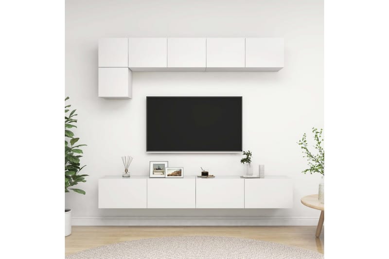 tv-skabe 5 dele spånplade hvid - Hvid - Møbler - TV borde & mediemøbler - TV-skab