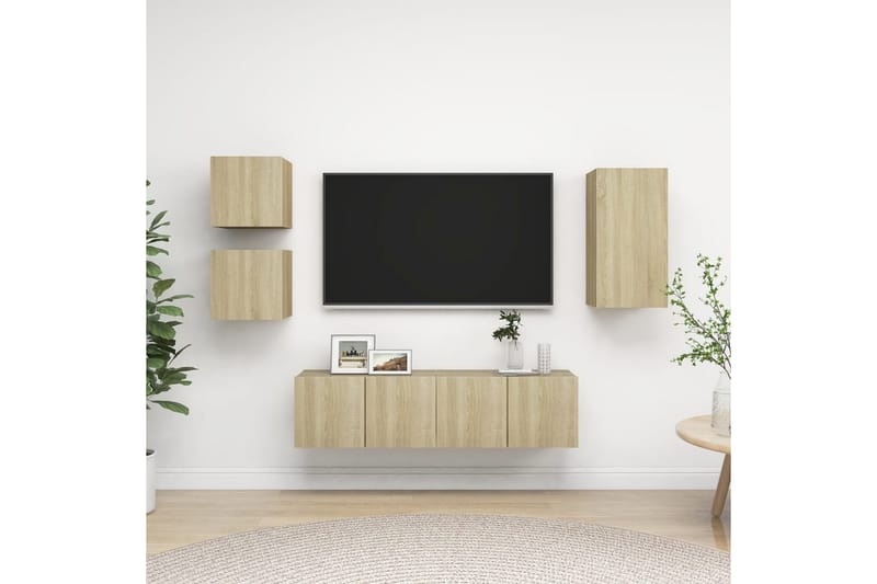 tv-skabe 5 dele spånplade sonoma-eg - Brun - Møbler - TV borde & mediemøbler - TV-skab