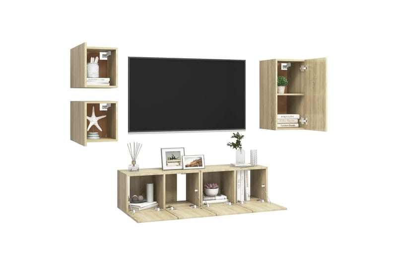 tv-skabe 5 dele spånplade sonoma-eg - Brun - Møbler - TV borde & mediemøbler - TV-skab