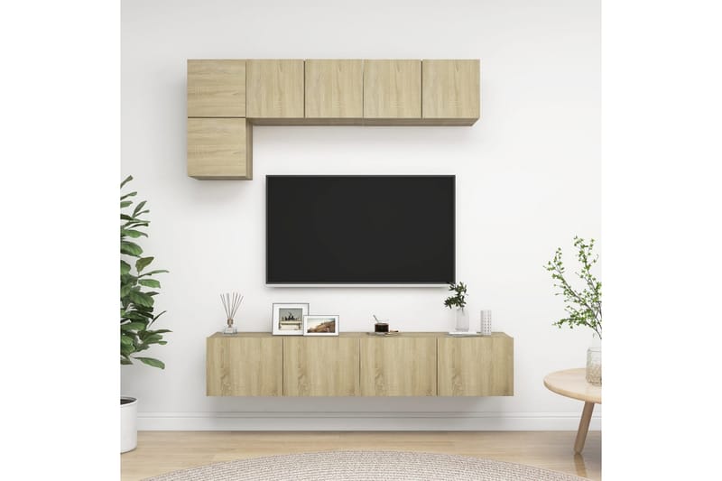 tv-skabe 5 dele spånplade sonoma-eg - Brun - Møbler - TV borde & mediemøbler - TV-skab
