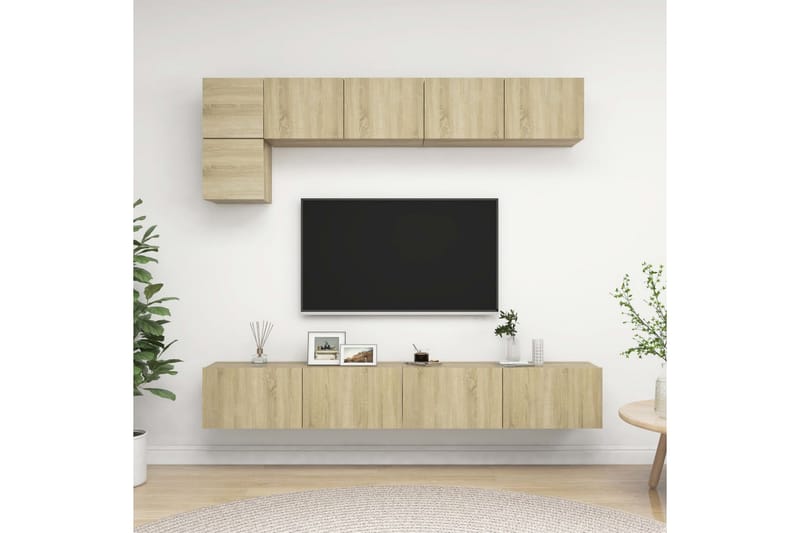 tv-skabe 5 dele spånplade sonoma-eg - Brun - Møbler - TV borde & mediemøbler - TV-skab