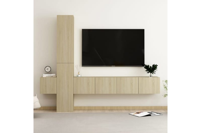 tv-skabe 5 dele spånplade sonoma-eg - Brun - Møbler - TV borde & mediemøbler - TV-skab