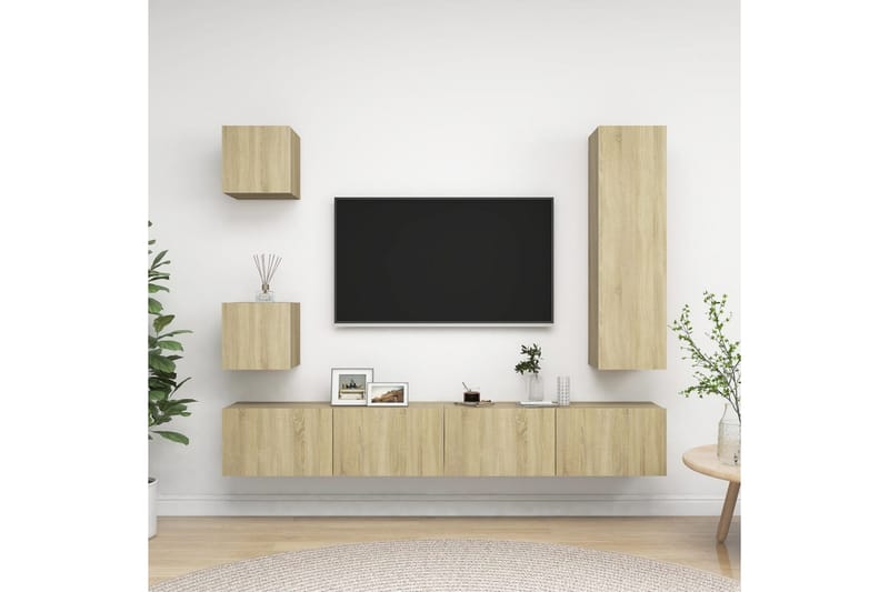 tv-skabe 5 dele spånplade sonoma-eg - Brun - Møbler - TV borde & mediemøbler - TV-skab