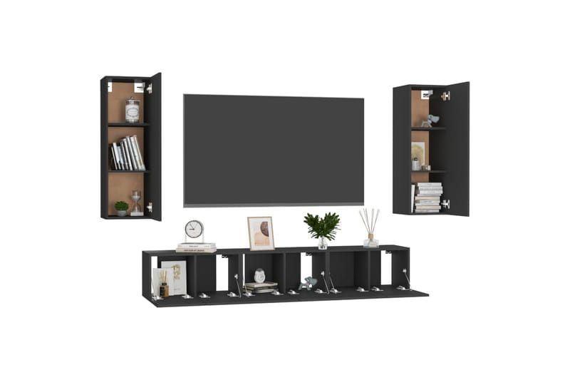 tv-skabe 5 dele spånplade sort - Sort - Møbler - TV borde & mediemøbler - TV-skab