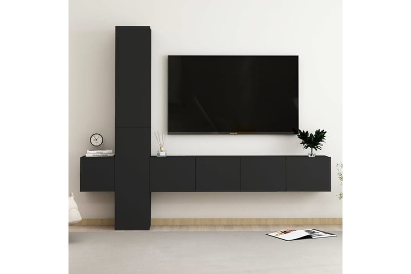 tv-skabe 5 dele spånplade sort - Sort - Møbler - TV borde & mediemøbler - TV-skab
