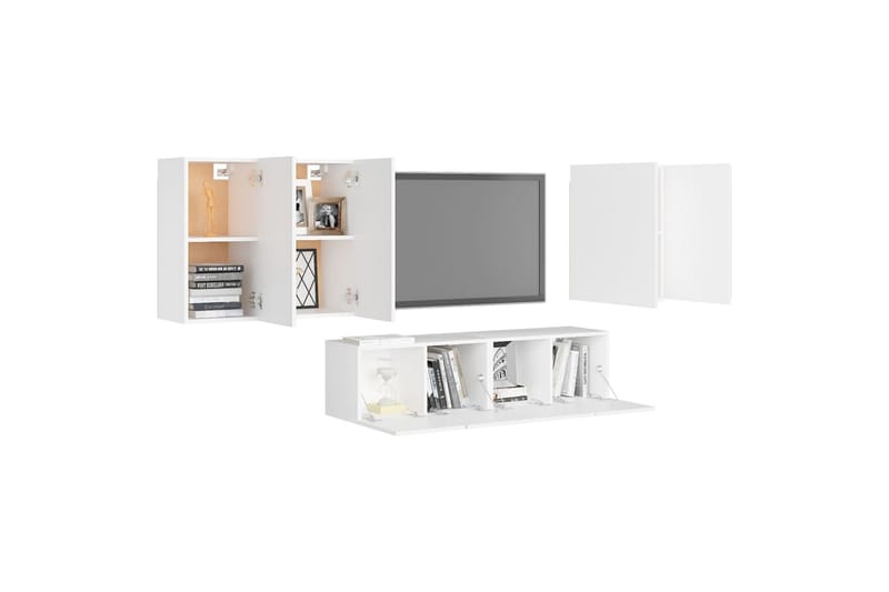 tv-skabe 6 dele spånplade hvid - Hvid - Møbler - TV borde & mediemøbler - TV-skab