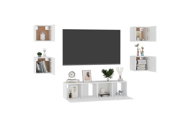 tv-skabe 6 dele spånplade hvid - Hvid - Møbler - TV borde & mediemøbler - TV-skab