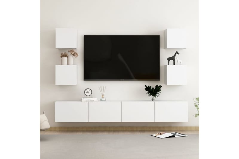 tv-skabe 6 dele spånplade hvid - Hvid - Møbler - TV borde & mediemøbler - TV-skab