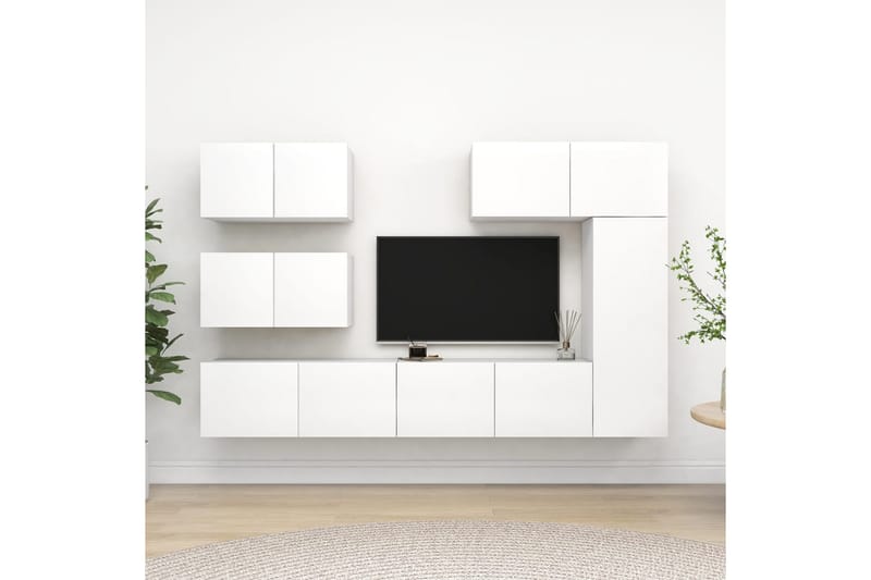 tv-skabe 6 dele spånplade hvid - Hvid - Møbler - TV borde & mediemøbler - TV-skab