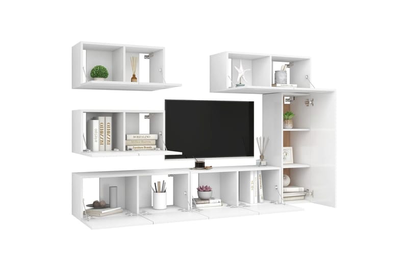 tv-skabe 6 dele spånplade hvid - Hvid - Møbler - TV borde & mediemøbler - TV-skab