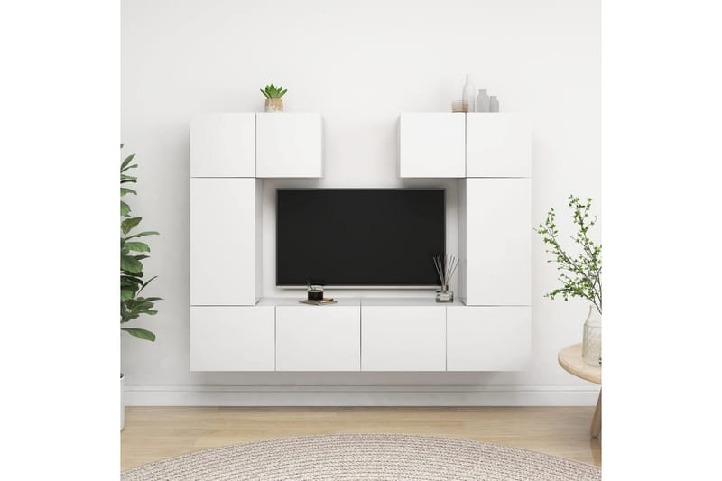 tv-skabe 6 dele spånplade hvid - Hvid - Møbler - TV borde & mediemøbler - TV-skab