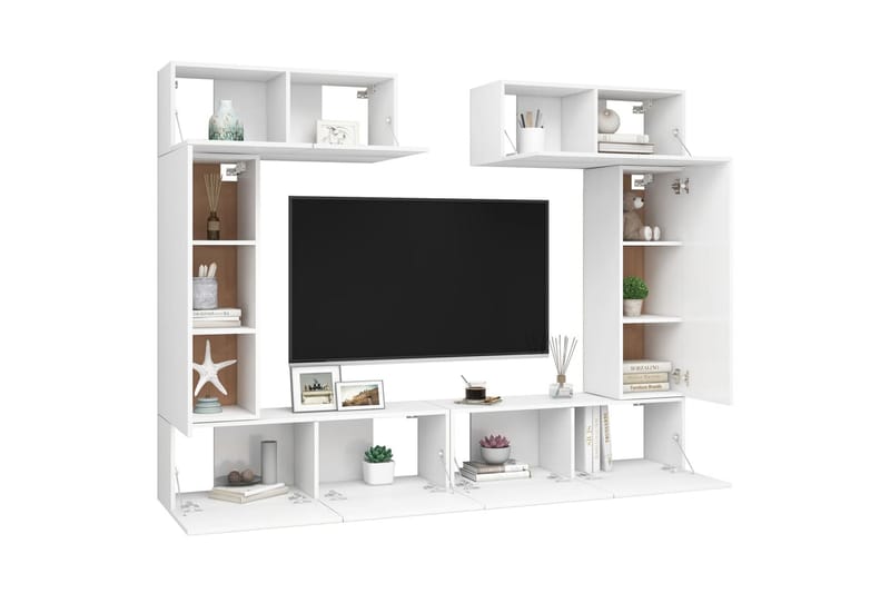 tv-skabe 6 dele spånplade hvid - Hvid - Møbler - TV borde & mediemøbler - TV-skab
