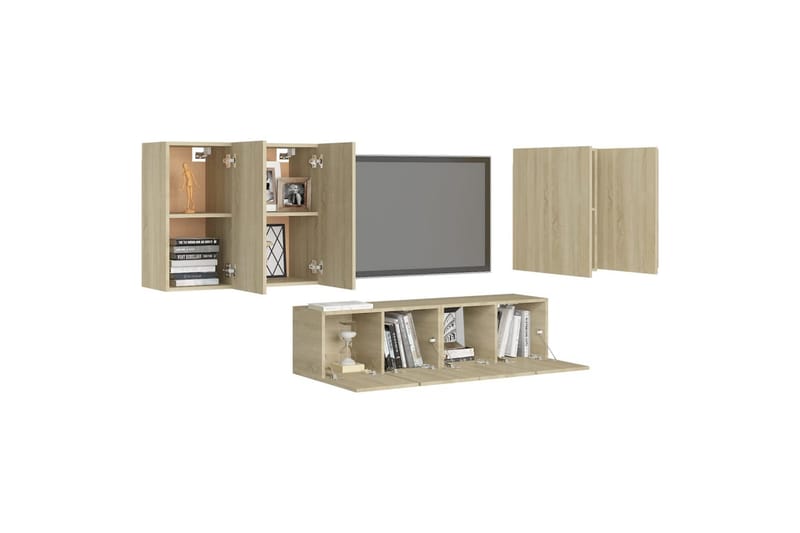 tv-skabe 6 dele spånplade sonoma-eg - Brun - Møbler - TV borde & mediemøbler - TV-skab