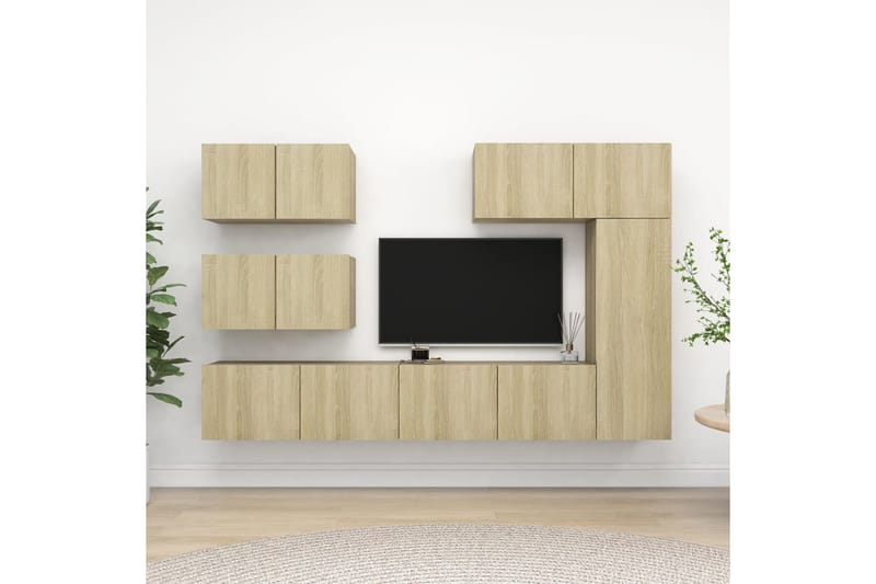 tv-skabe 6 dele spånplade sonoma-eg - Brun - Møbler - TV borde & mediemøbler - TV-skab