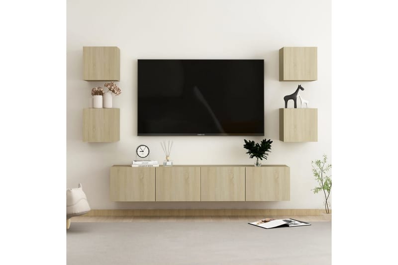 tv-skabe 6 dele spånplade sonoma-eg - Brun - Møbler - TV borde & mediemøbler - TV-skab