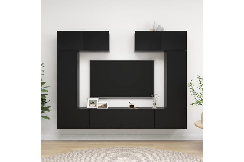 tv-skabe 6 dele spånplade sort - Sort - Møbler - TV borde & mediemøbler - TV-skab